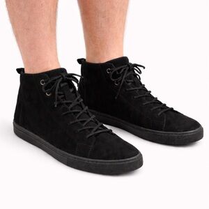 Size 12 TOMS Men’s Lenox Mid Black Suede Sneakers Casual Lace Up Shoes Comfort